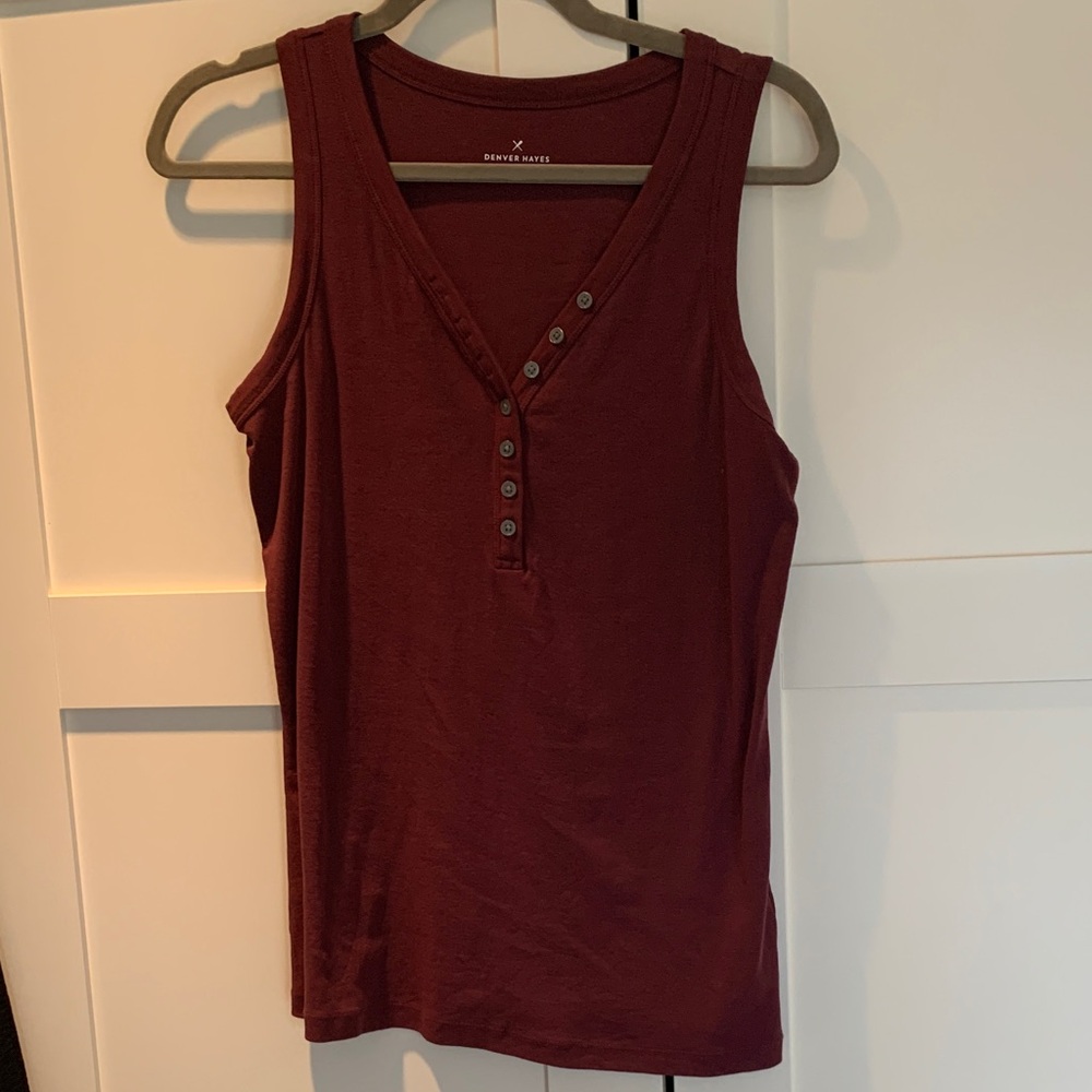 Denver Hayes Maroon Sleeveless Henley Tank